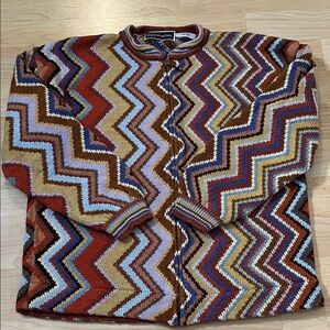 Zigzag Cardigan Full Zip Christine Foley Lightening Sweater Women's sz 2
